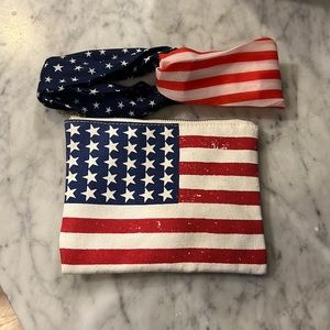 NWOT USA zipper pouch and headband